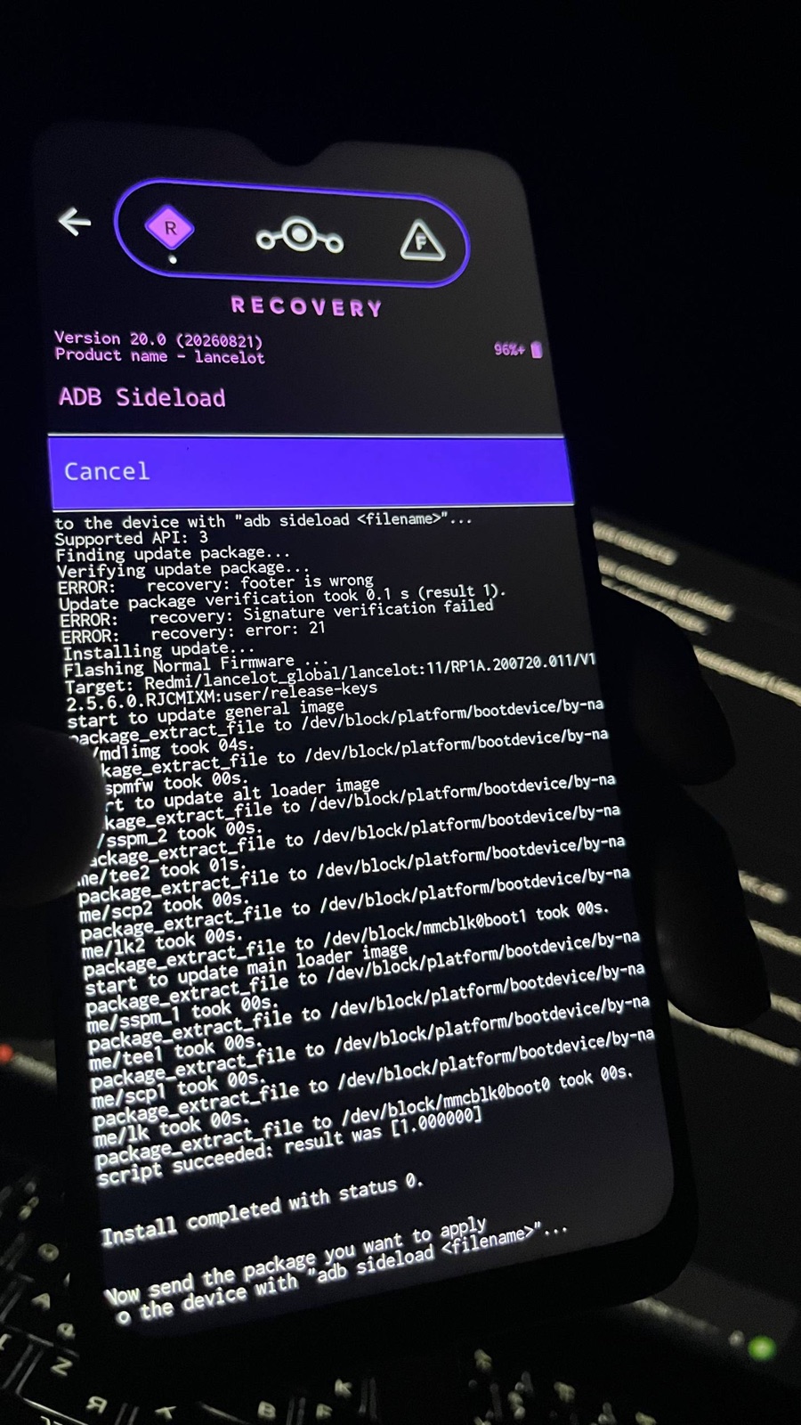 Установка firmware через LineageOS Recovery