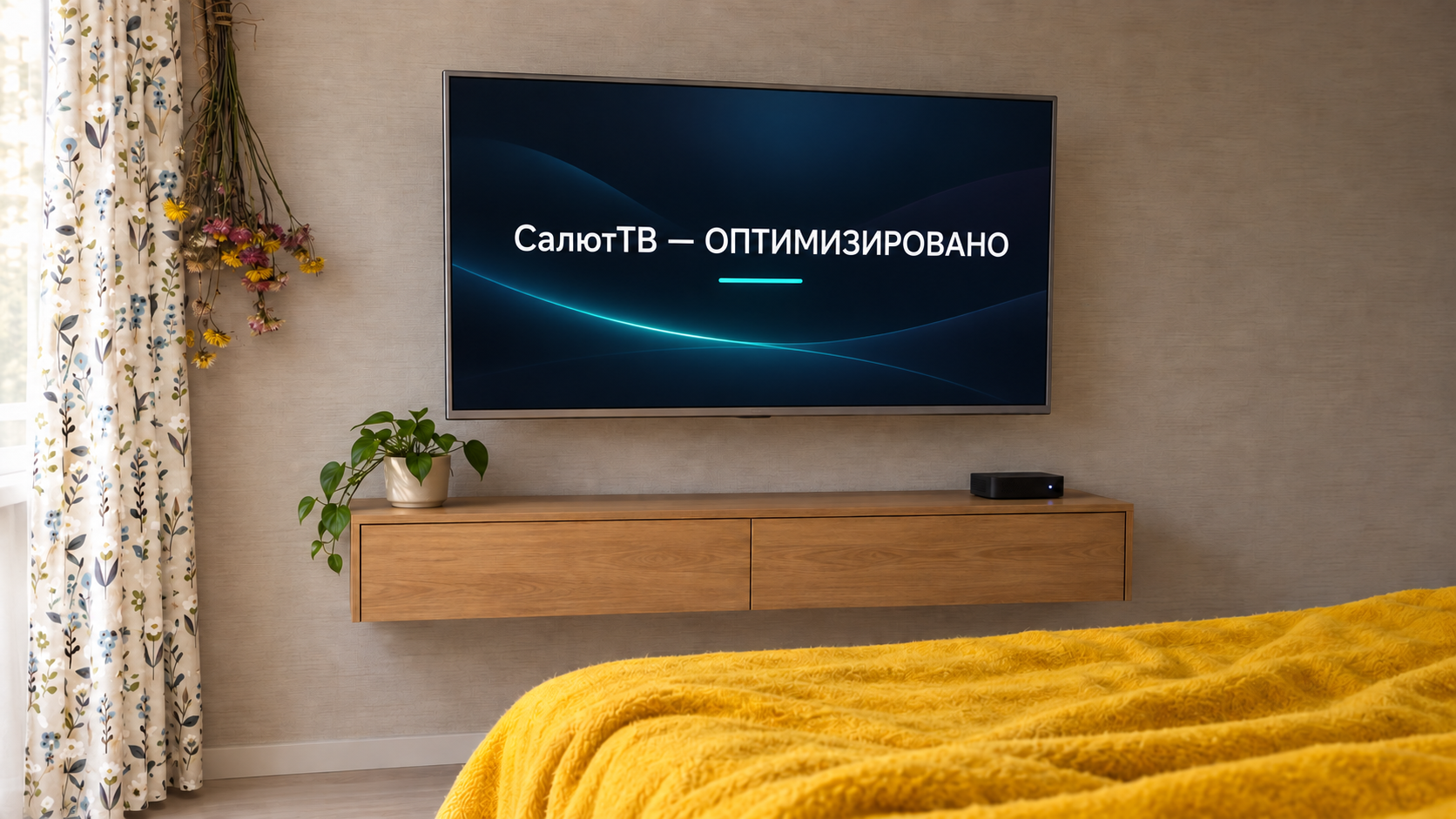 СалютТВ после оптимизации в домашнем интерьере